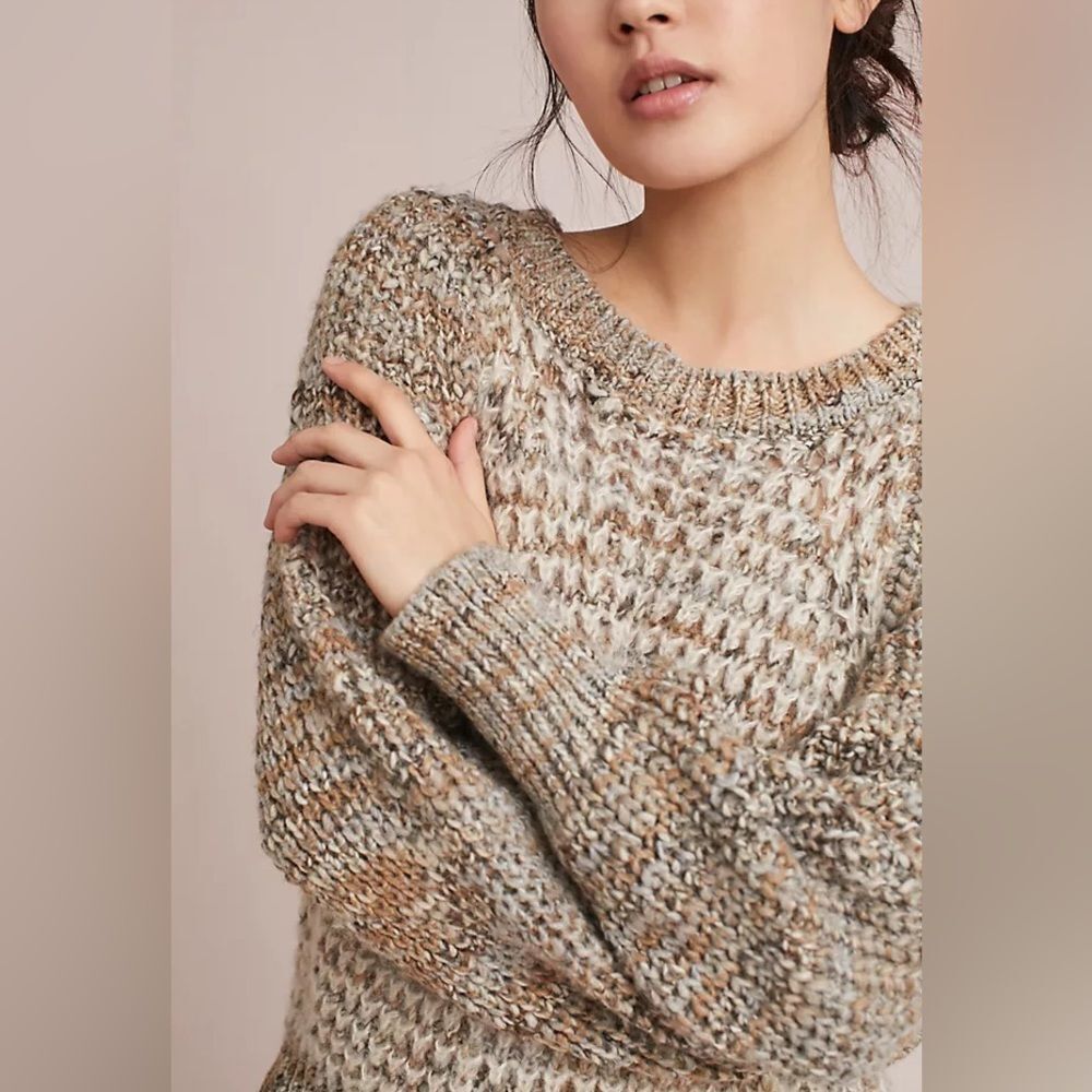 Anthropologie Marled Neutral Knit Sweater - Beige, Cream, Brown